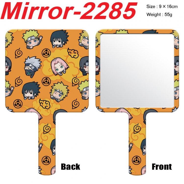 Naruto Anime peripheral UV printing handle small mirror portable makeup mirror 9x16cm