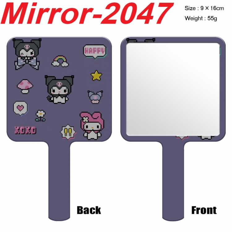 sanrio Anime peripheral UV printing handle small mirror portable makeup mirror 9x16cm