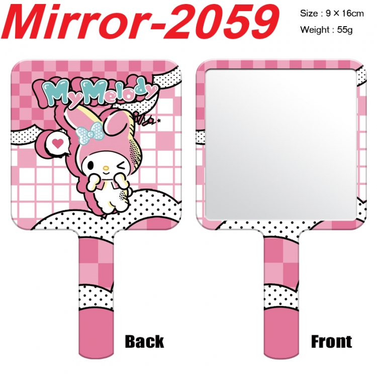sanrio Anime peripheral UV printing handle small mirror portable makeup mirror 9x16cm