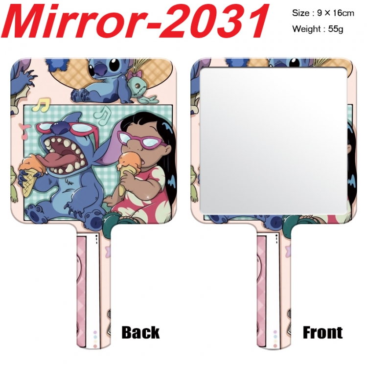 Lilo & Stitch Anime peripheral UV printing handle small mirror portable makeup mirror 9x16cm