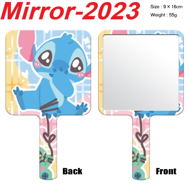 Lilo & Stitch Anime peripheral UV printing handle small mirror portable makeup mirror 9x16cm