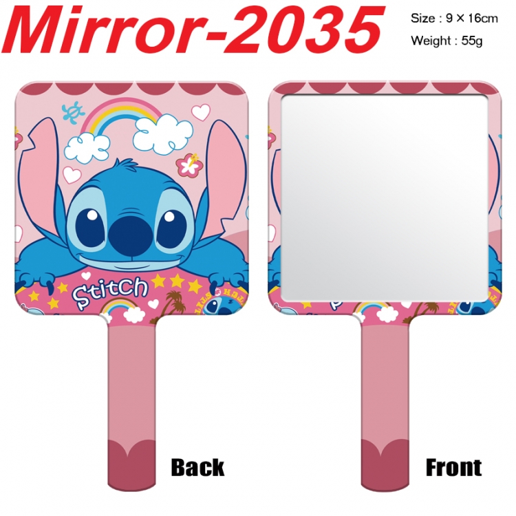 Lilo & Stitch Anime peripheral UV printing handle small mirror portable makeup mirror 9x16cm