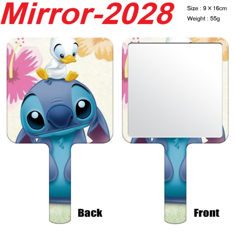 Lilo & Stitch Anime peripheral UV printing handle small mirror portable makeup mirror 9x16cm