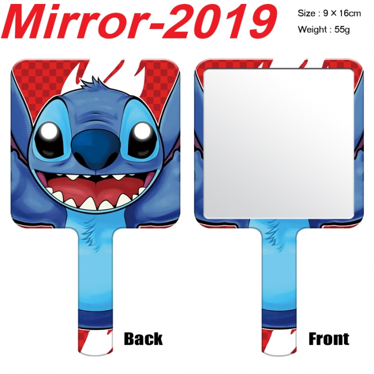 Lilo & Stitch Anime peripheral UV printing handle small mirror portable makeup mirror 9x16cm