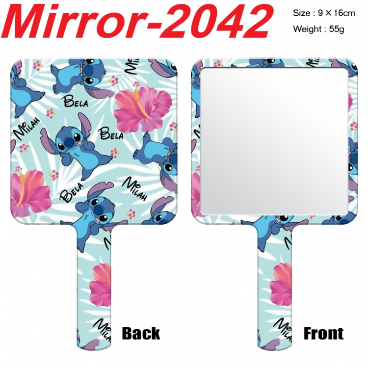 Lilo & Stitch Anime peripheral UV printing handle small mirror portable makeup mirror 9x16cm