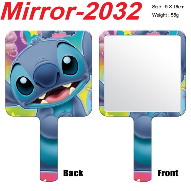 Lilo & Stitch Anime peripheral UV printing handle small mirror portable makeup mirror 9x16cm