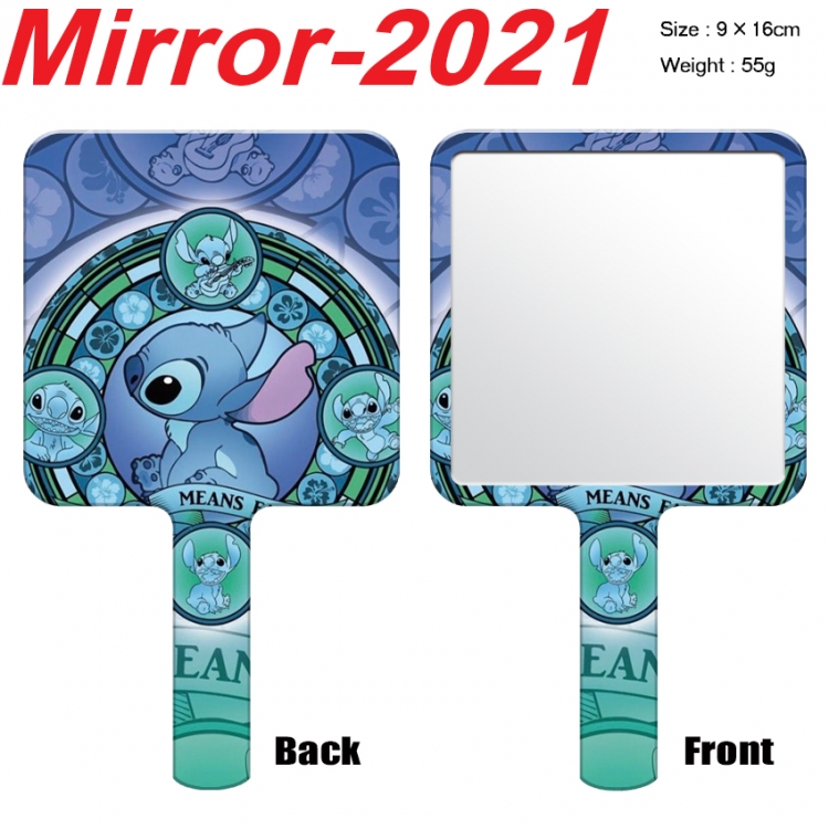 Lilo & Stitch Anime peripheral UV printing handle small mirror portable makeup mirror 9x16cm