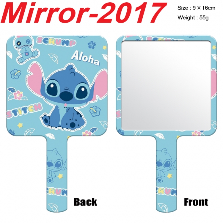 Lilo & Stitch Anime peripheral UV printing handle small mirror portable makeup mirror 9x16cm