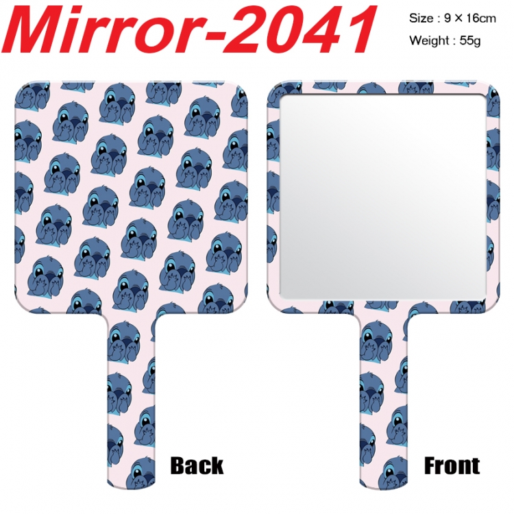 Lilo & Stitch Anime peripheral UV printing handle small mirror portable makeup mirror 9x16cm