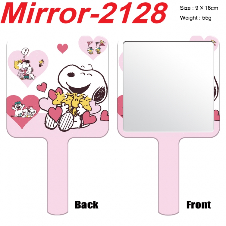 Snoopys Story Anime peripheral UV printing handle small mirror portable makeup mirror 9x16cm