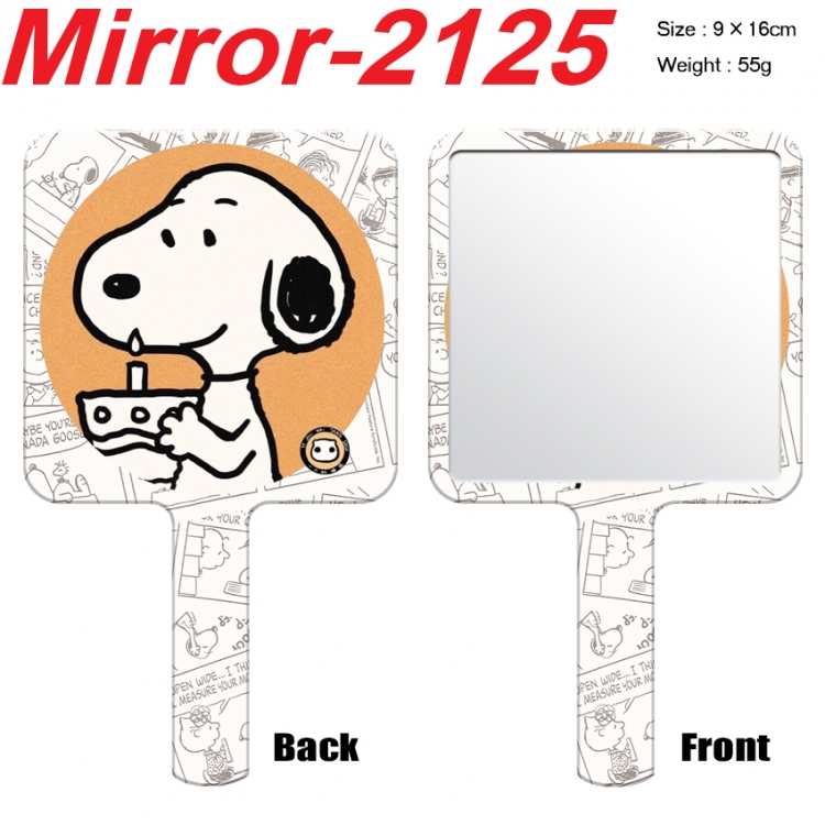 Snoopys Story Anime peripheral UV printing handle small mirror portable makeup mirror 9x16cm