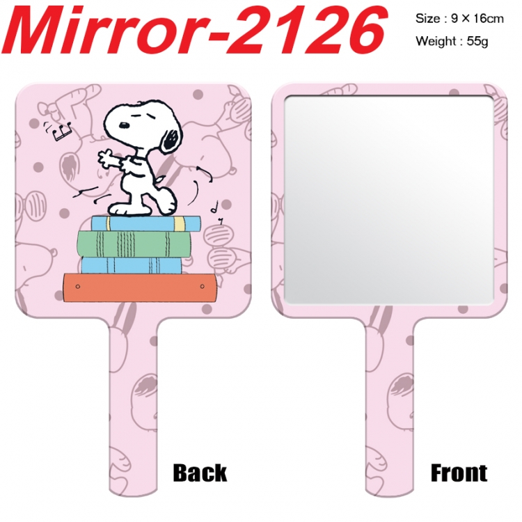 Snoopys Story Anime peripheral UV printing handle small mirror portable makeup mirror 9x16cm