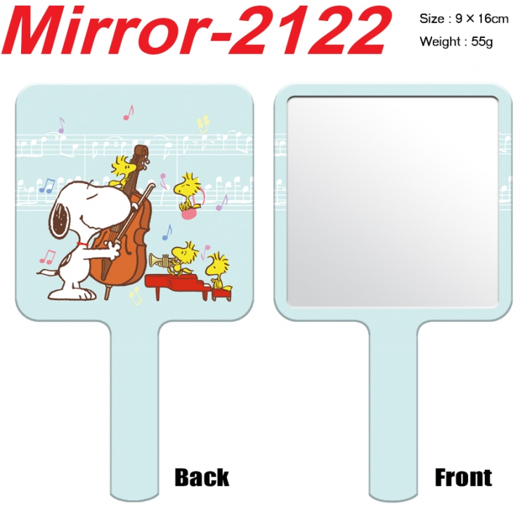 Snoopys Story Anime peripheral UV printing handle small mirror portable makeup mirror 9x16cm