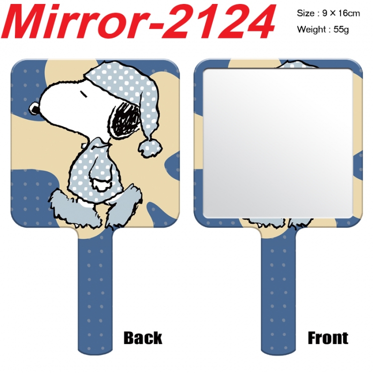 Snoopys Story Anime peripheral UV printing handle small mirror portable makeup mirror 9x16cm