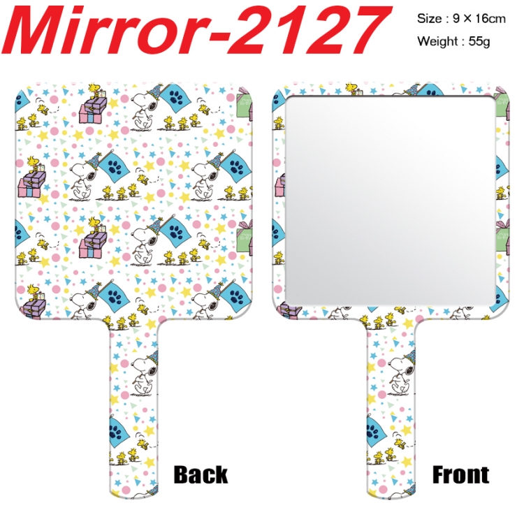 Snoopys Story Anime peripheral UV printing handle small mirror portable makeup mirror 9x16cm