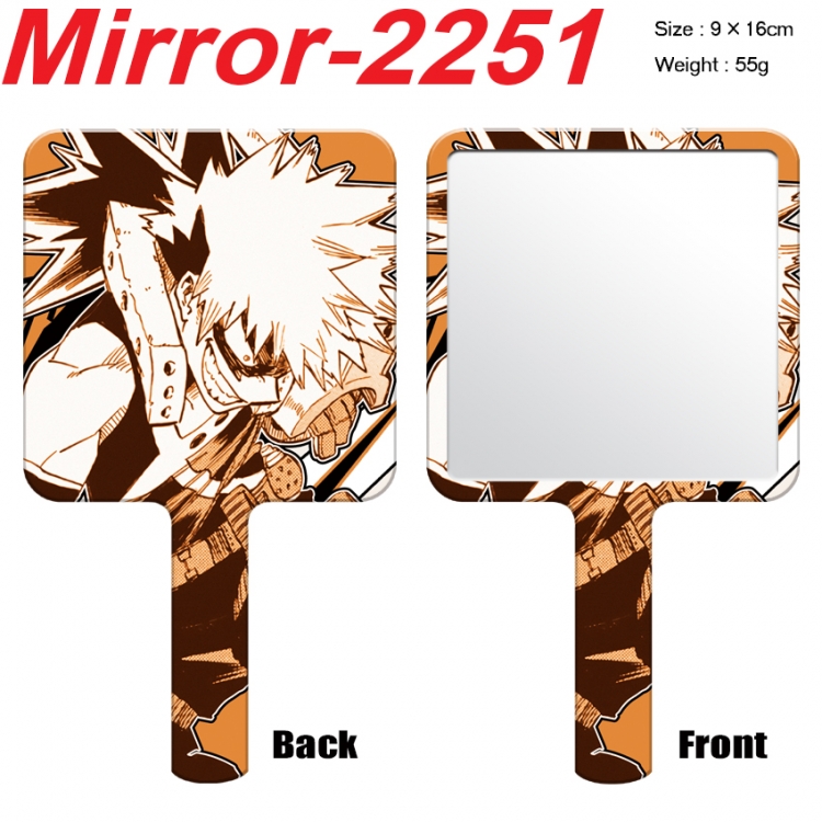 My Hero Academia Anime peripheral UV printing handle small mirror portable makeup mirror 9x16cm