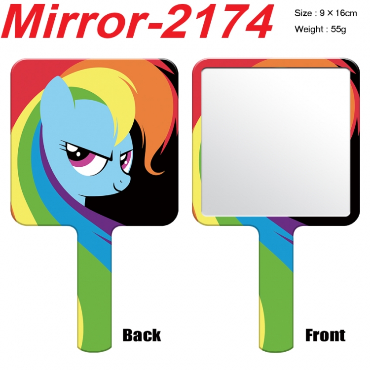 My Little Pony Anime peripheral UV printing handle small mirror portable makeup mirror 9x16cm