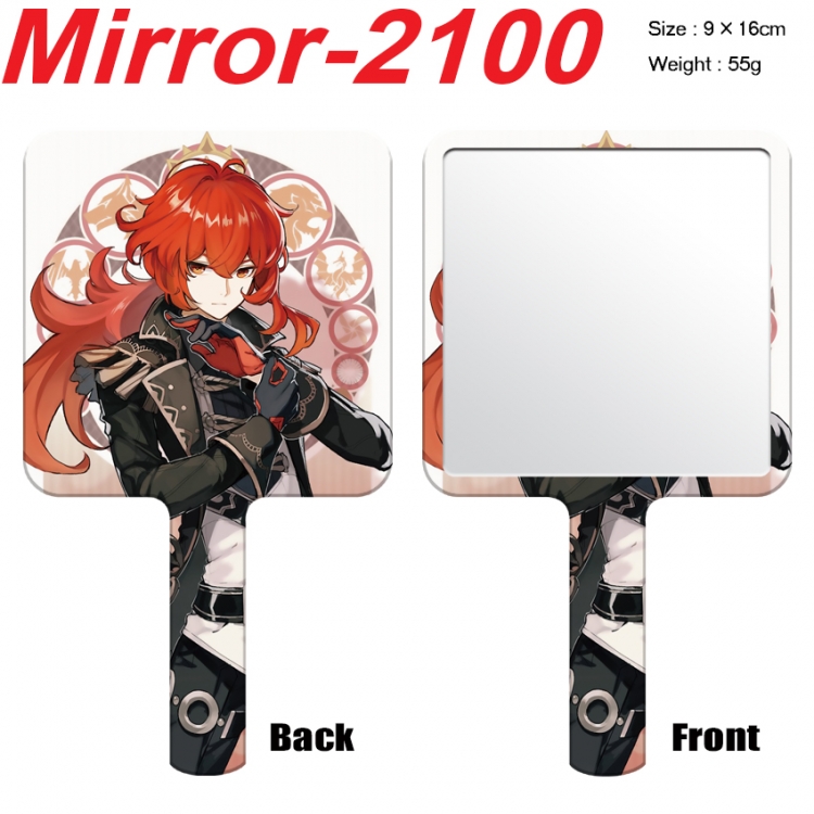 Genshin Impact Anime peripheral UV printing handle small mirror portable makeup mirror 9x16cm