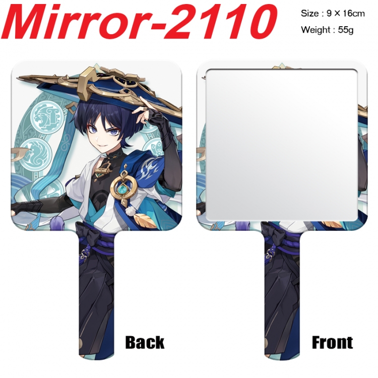 Genshin Impact Anime peripheral UV printing handle small mirror portable makeup mirror 9x16cm