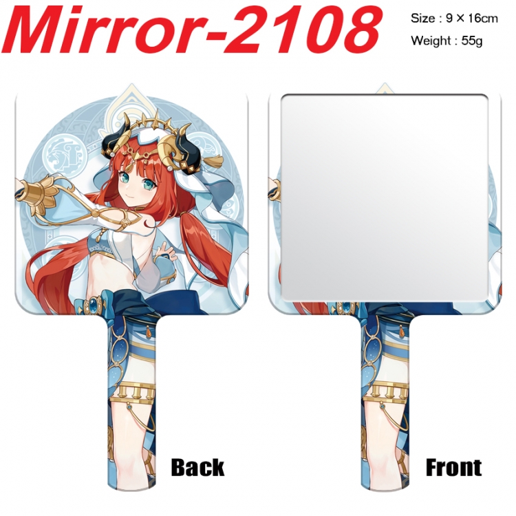 Genshin Impact Anime peripheral UV printing handle small mirror portable makeup mirror 9x16cm