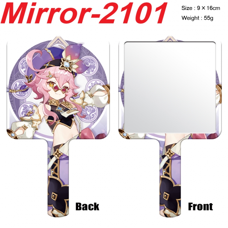 Genshin Impact Anime peripheral UV printing handle small mirror portable makeup mirror 9x16cm