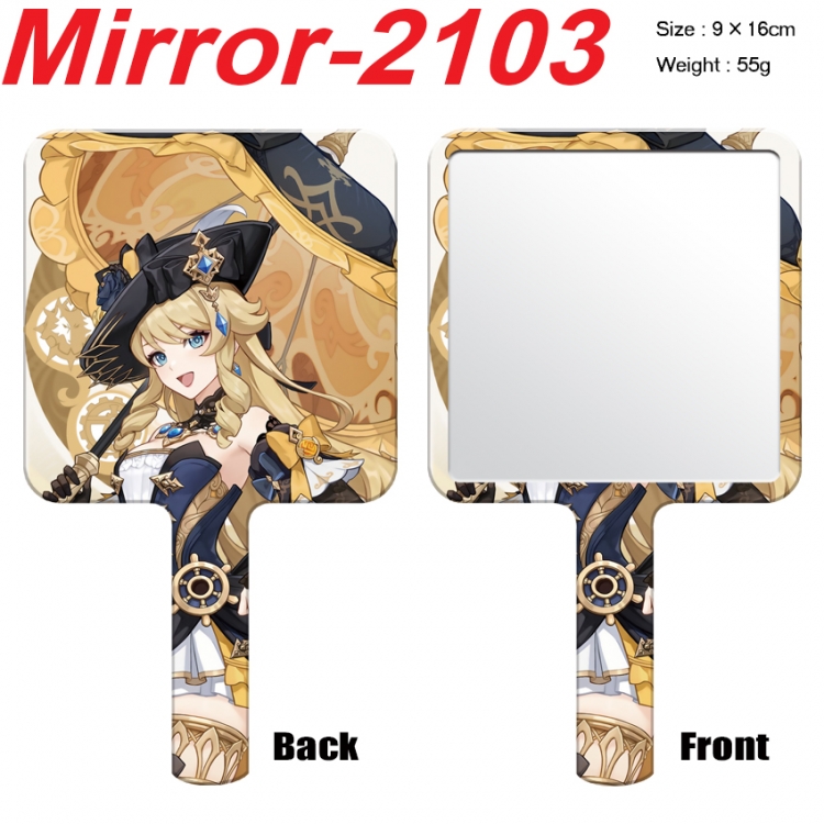 Genshin Impact Anime peripheral UV printing handle small mirror portable makeup mirror 9x16cm