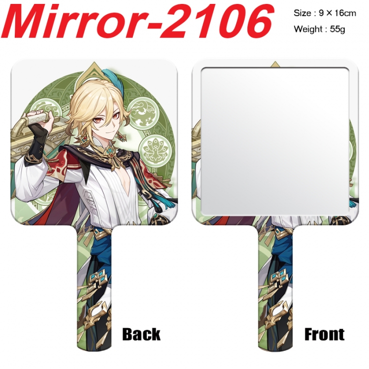 Genshin Impact Anime peripheral UV printing handle small mirror portable makeup mirror 9x16cm