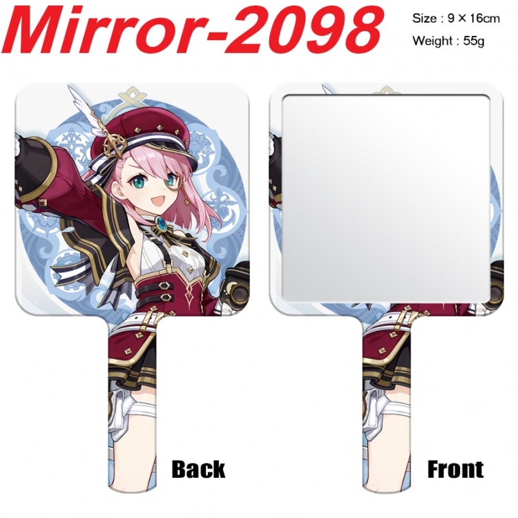 Genshin Impact Anime peripheral UV printing handle small mirror portable makeup mirror 9x16cm