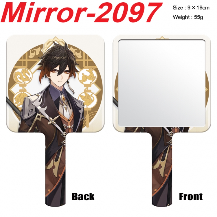 Genshin Impact Anime peripheral UV printing handle small mirror portable makeup mirror 9x16cm