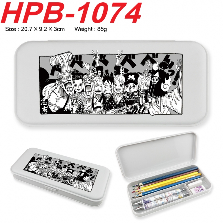 One Piece Anime peripheral square UV printed PE material stationery box 20.7X9.2X3CM