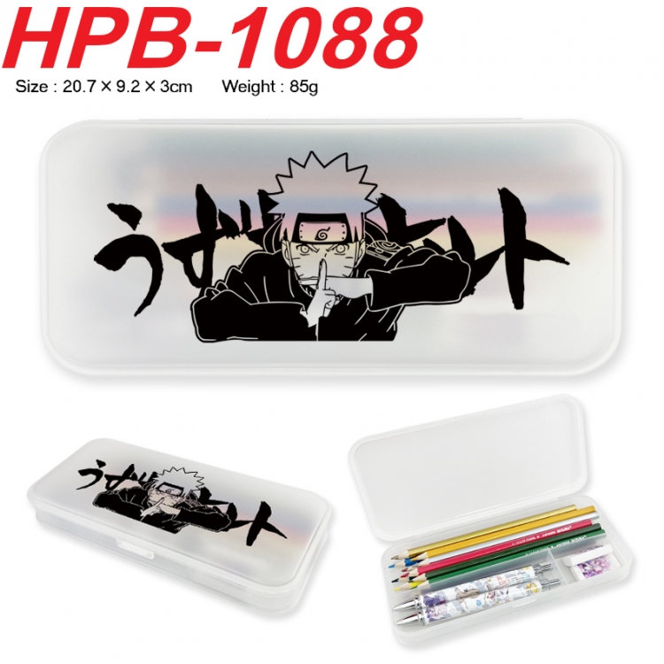 Naruto Anime peripheral square UV printed PE material stationery box 20.7X9.2X3CM