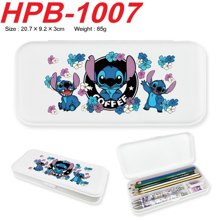 Lilo & Stitch Anime peripheral square UV printed PE material stationery box 20.7X9.2X3CM