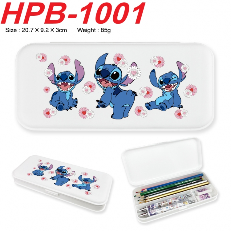 Lilo & Stitch Anime peripheral square UV printed PE material stationery box 20.7X9.2X3CM