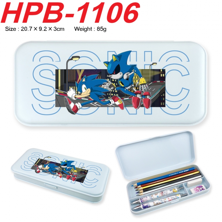 Sonic The Hedgehog Anime peripheral square UV printed PE material stationery box 20.7X9.2X3CM