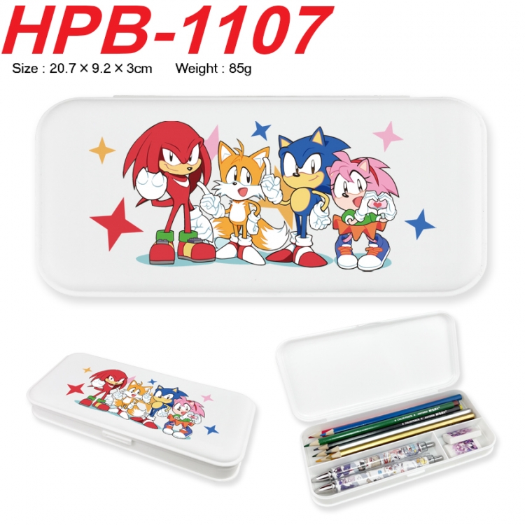 Sonic The Hedgehog Anime peripheral square UV printed PE material stationery box 20.7X9.2X3CM