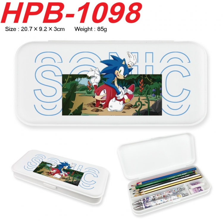 Sonic The Hedgehog Anime peripheral square UV printed PE material stationery box 20.7X9.2X3CM