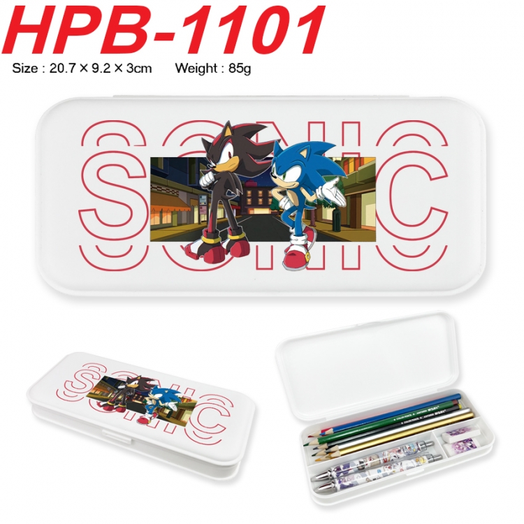 Sonic The Hedgehog Anime peripheral square UV printed PE material stationery box 20.7X9.2X3CM