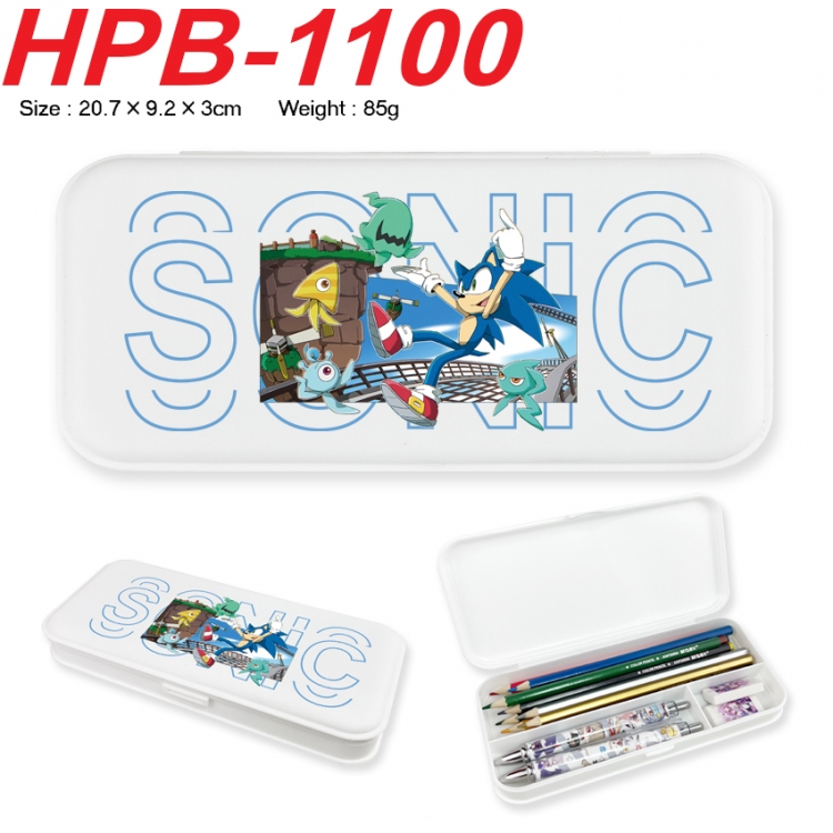 Sonic The Hedgehog Anime peripheral square UV printed PE material stationery box 20.7X9.2X3CM