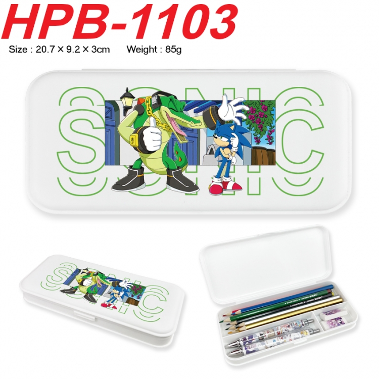 Sonic The Hedgehog Anime peripheral square UV printed PE material stationery box 20.7X9.2X3CM