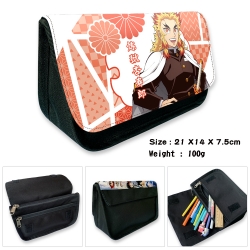 Demon Slayer Kimets Anime Velcro canvas zipper pencil case Pencil Bag 21×14×7.5cm