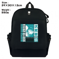 Jujutsu Kaisen Canvas Flip Backpack Student Schoolbag Headphone Hole 39X30X12CM