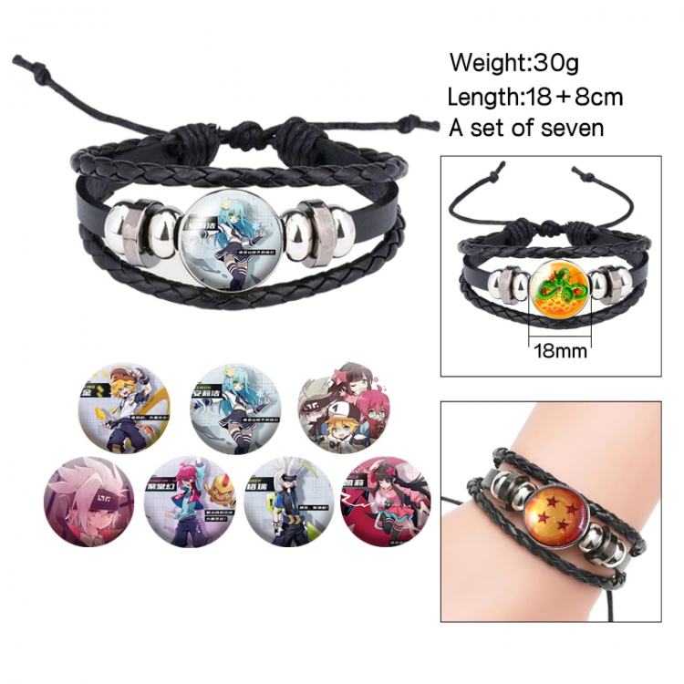 AOTU Anime Freestyle Crystal Leather Rope Bracelet Set