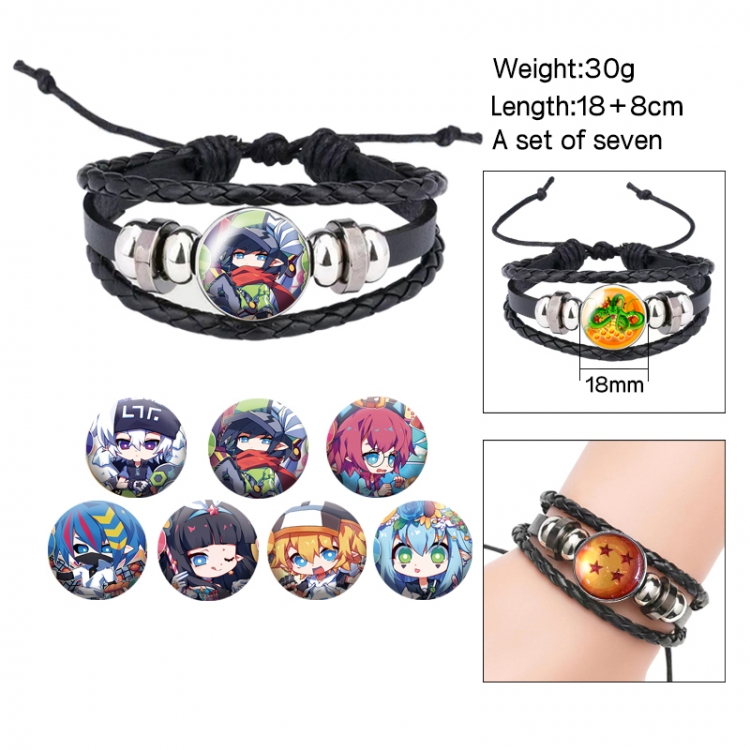 AOTU Anime Freestyle Crystal Leather Rope Bracelet Set
