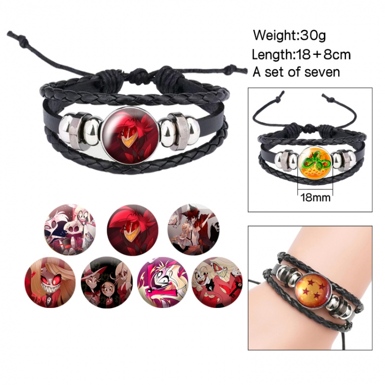 Hazbin Hotel Anime Freestyle Crystal Leather Rope Bracelet Set