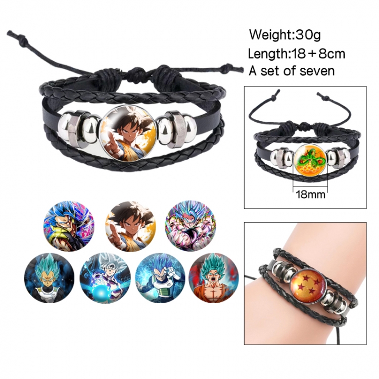 DRAGON BALL Anime Freestyle Crystal Leather Rope Bracelet Set