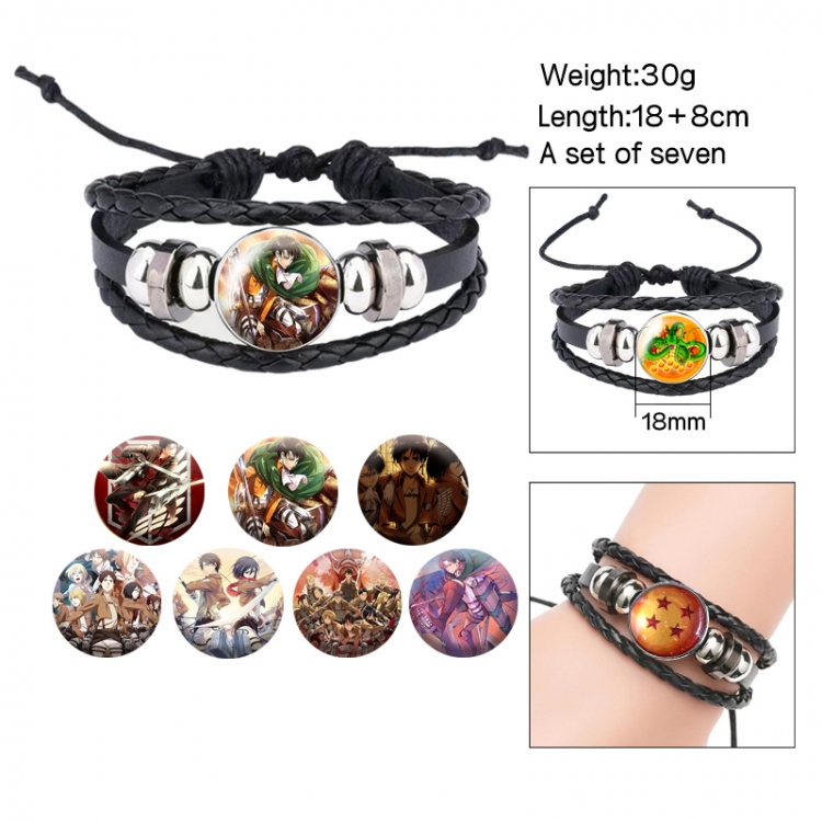 Shingeki no Kyojin Anime Freestyle Crystal Leather Rope Bracelet Set