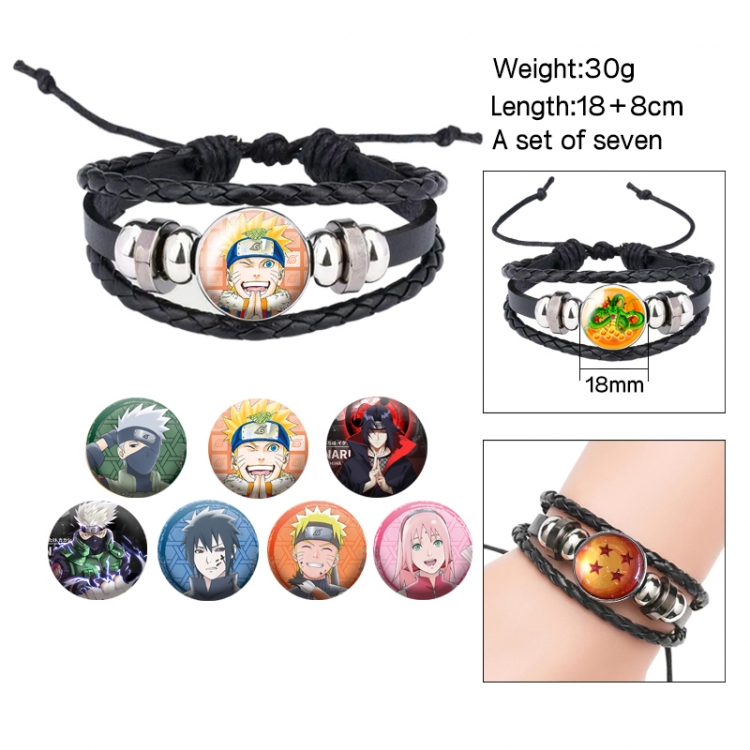 Naruto Anime Freestyle Crystal Leather Rope Bracelet Set
