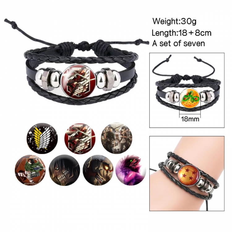 Shingeki no Kyojin Anime Freestyle Crystal Leather Rope Bracelet Set