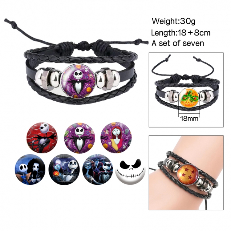 The Nightmare Before Christmas Anime Freestyle Crystal Leather Rope Bracelet Set