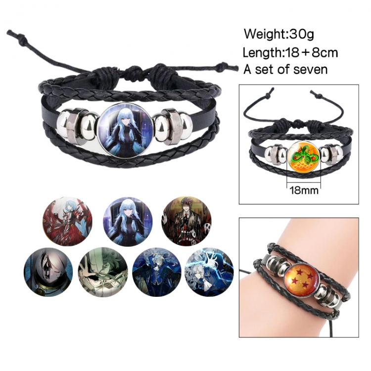Library Of Ruina Anime Freestyle Crystal Leather Rope Bracelet Set Anime Freestyle Crystal Leather Rope Bracelet Set